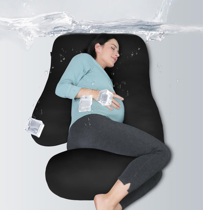 MOON PARK Pregnancy Pillows for Sleeping - U Shaped Full Body Maternity Pillow with Removable Cover - Support for Back, Legs, Belly, HIPS - 57 Inch Pregnancy Pillow for Women - Grey - 7DAY'S