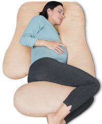 MOON PARK Pregnancy Pillows for Sleeping - U Shaped Full Body Maternity Pillow with Removable Cover - Support for Back, Legs, Belly, HIPS - 57 Inch Pregnancy Pillow for Women - Grey - 7DAY'S
