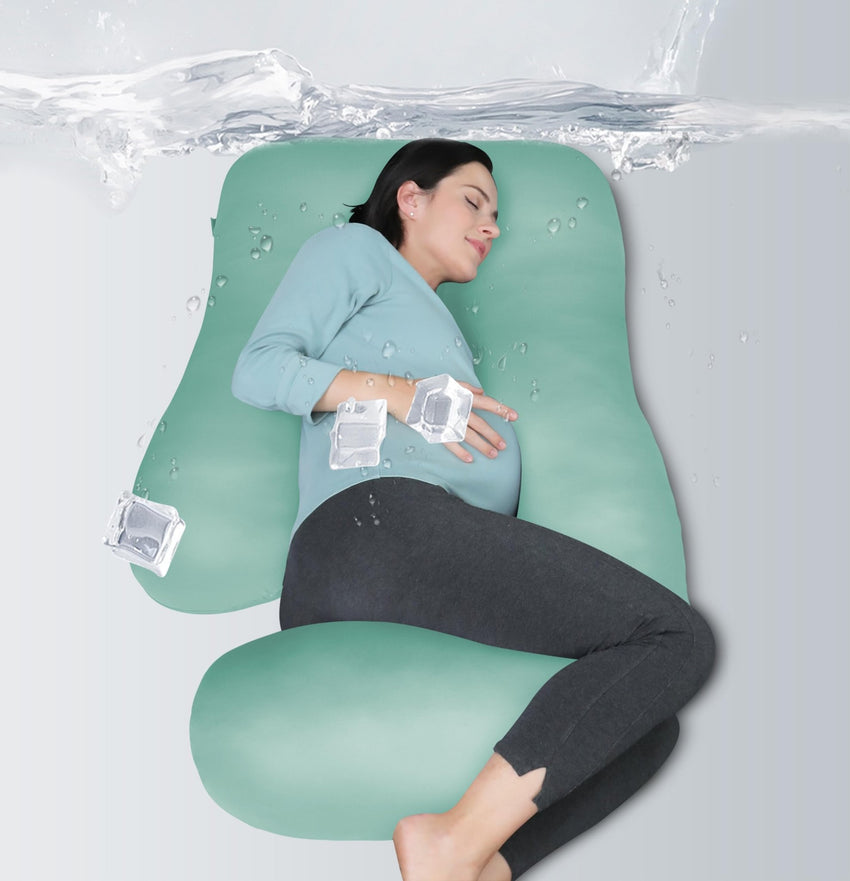 MOON PARK Pregnancy Pillows for Sleeping - U Shaped Full Body Maternity Pillow with Removable Cover - Support for Back, Legs, Belly, HIPS - 57 Inch Pregnancy Pillow for Women - Grey - 7DAY'S