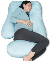 MOON PARK Pregnancy Pillows for Sleeping - U Shaped Full Body Maternity Pillow with Removable Cover - Support for Back, Legs, Belly, HIPS - 57 Inch Pregnancy Pillow for Women - Grey - 7DAY'S