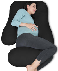 MOON PARK Pregnancy Pillows for Sleeping - U Shaped Full Body Maternity Pillow with Removable Cover - Support for Back, Legs, Belly, HIPS - 57 Inch Pregnancy Pillow for Women - Grey - 7DAY'S