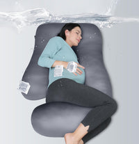 MOON PARK Pregnancy Pillows for Sleeping - U Shaped Full Body Maternity Pillow with Removable Cover - Support for Back, Legs, Belly, HIPS - 57 Inch Pregnancy Pillow for Women - Grey - 7DAY'S