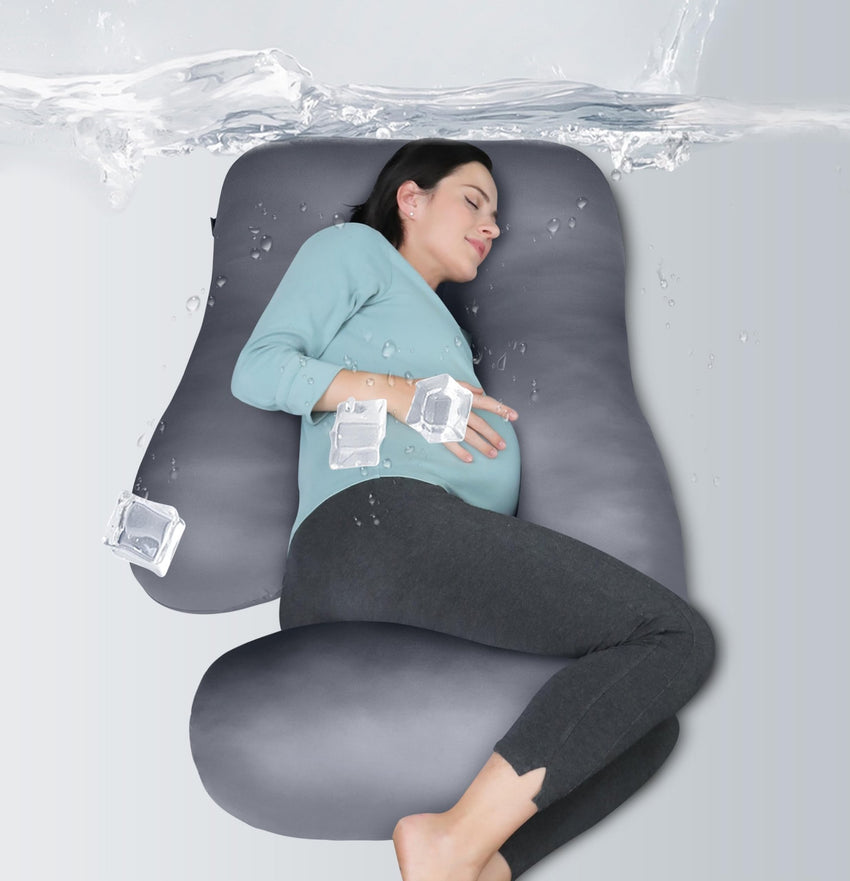 MOON PARK Pregnancy Pillows for Sleeping - U Shaped Full Body Maternity Pillow with Removable Cover - Support for Back, Legs, Belly, HIPS - 57 Inch Pregnancy Pillow for Women - Grey - 7DAY'S