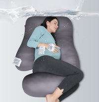 MOON PARK Pregnancy Pillows for Sleeping - U Shaped Full Body Maternity Pillow with Removable Cover - Support for Back, Legs, Belly, HIPS - 57 Inch Pregnancy Pillow for Women - Grey - 7DAY'S