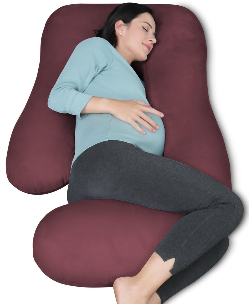 MOON PARK Pregnancy Pillows for Sleeping - U Shaped Full Body Maternity Pillow with Removable Cover - Support for Back, Legs, Belly, HIPS - 57 Inch Pregnancy Pillow for Women - Grey - 7DAY'S