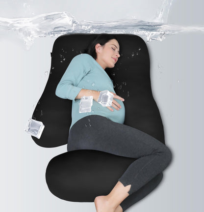 MOON PARK Pregnancy Pillows for Sleeping - U Shaped Full Body Maternity Pillow with Removable Cover - Support for Back, Legs, Belly, HIPS - 57 Inch Pregnancy Pillow for Women - Grey - 7DAY'S