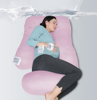 MOON PARK Pregnancy Pillows for Sleeping - U Shaped Full Body Maternity Pillow with Removable Cover - Support for Back, Legs, Belly, HIPS - 57 Inch Pregnancy Pillow for Women - Grey - 7DAY'S