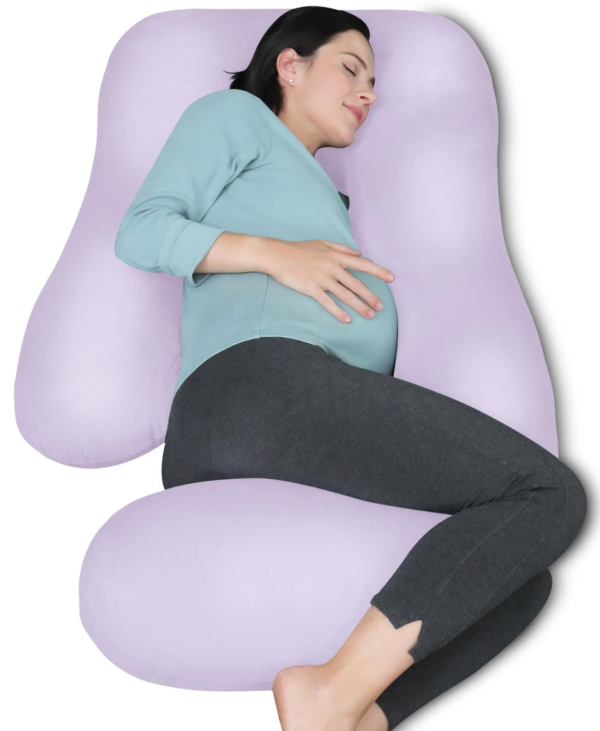 MOON PARK Pregnancy Pillows for Sleeping - U Shaped Full Body Maternity Pillow with Removable Cover - Support for Back, Legs, Belly, HIPS - 57 Inch Pregnancy Pillow for Women - Grey - 7DAY'S