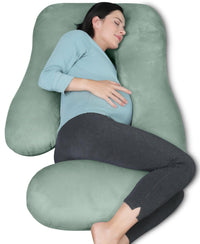 MOON PARK Pregnancy Pillows for Sleeping - U Shaped Full Body Maternity Pillow with Removable Cover - Support for Back, Legs, Belly, HIPS - 57 Inch Pregnancy Pillow for Women - Grey - 7DAY'S