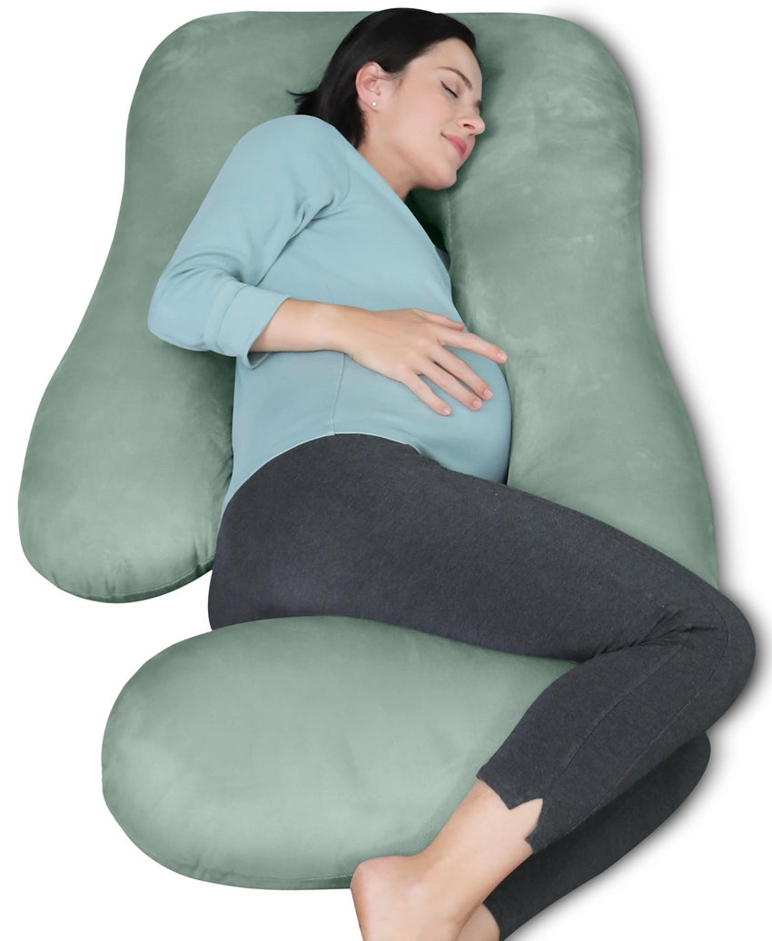 MOON PARK Pregnancy Pillows for Sleeping - U Shaped Full Body Maternity Pillow with Removable Cover - Support for Back, Legs, Belly, HIPS - 57 Inch Pregnancy Pillow for Women - Grey - 7DAY'S