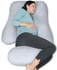 MOON PARK Pregnancy Pillows for Sleeping - U Shaped Full Body Maternity Pillow with Removable Cover - Support for Back, Legs, Belly, HIPS - 57 Inch Pregnancy Pillow for Women - Grey - 7DAY'S
