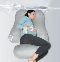 MOON PARK Pregnancy Pillows for Sleeping - U Shaped Full Body Maternity Pillow with Removable Cover - Support for Back, Legs, Belly, HIPS - 57 Inch Pregnancy Pillow for Women - Grey - 7DAY'S