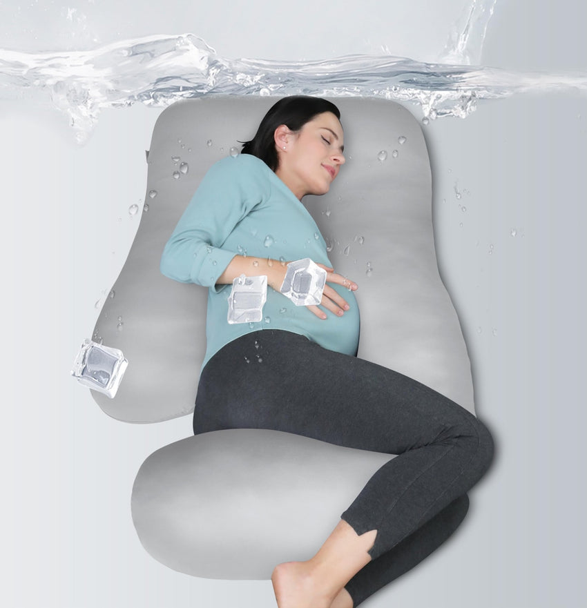 MOON PARK Pregnancy Pillows for Sleeping - U Shaped Full Body Maternity Pillow with Removable Cover - Support for Back, Legs, Belly, HIPS - 57 Inch Pregnancy Pillow for Women - Grey - 7DAY'S