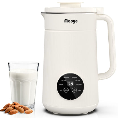 Mooye 35oz Automatic Nut Milk Maker with Nut Milk Bag - Homemade Almond, 10 Blades, Oat, Soy Milk Machine - Auto - operation, 12 Hours Timer, Easy Cleaning - Dairy - Free Beverages - 7DAY'S