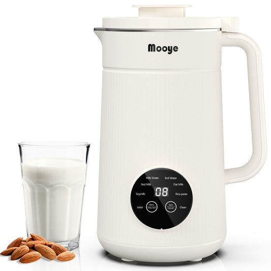 Mooye 35oz Automatic Nut Milk Maker with Nut Milk Bag - Homemade Almond, 10 Blades, Oat, Soy Milk Machine - Auto - operation, 12 Hours Timer, Easy Cleaning - Dairy - Free Beverages - 7DAY'S