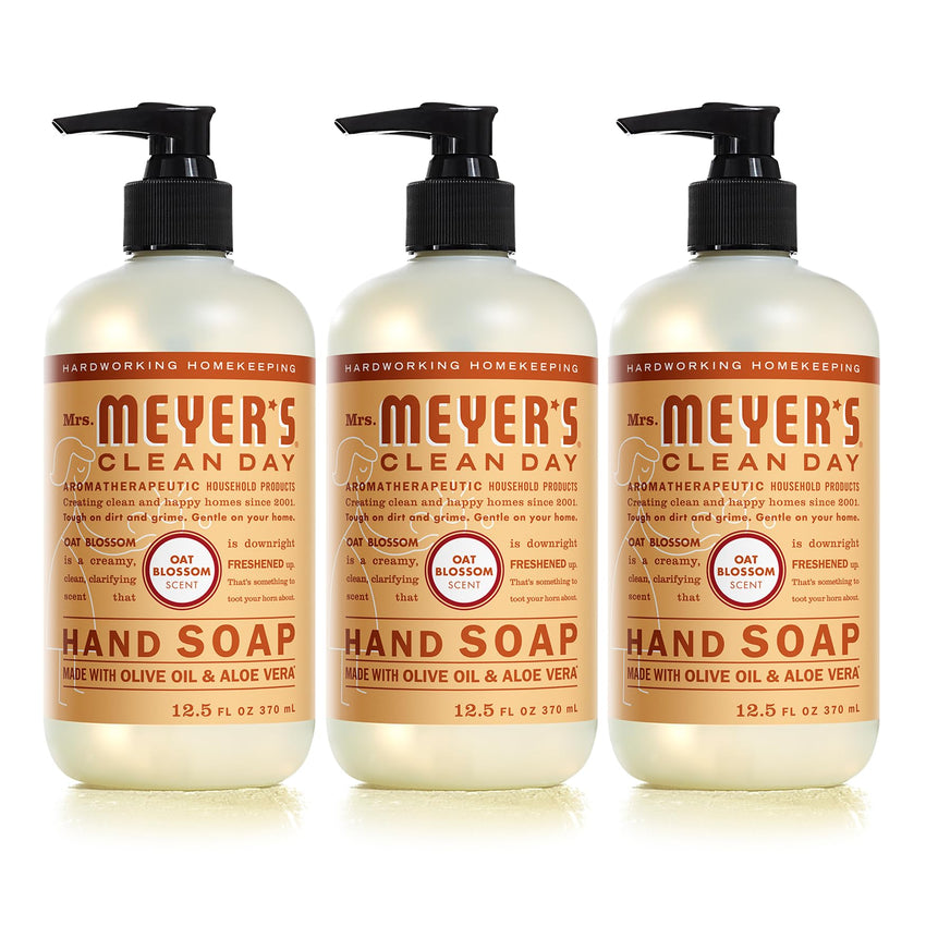 MRS. MEYER'S CLEAN DAY Hand Soap, Made with Essential Oils, Biodegradable Formula, Rain Water, 12.5 fl. oz - Pack of 3 - 7DAY'S
