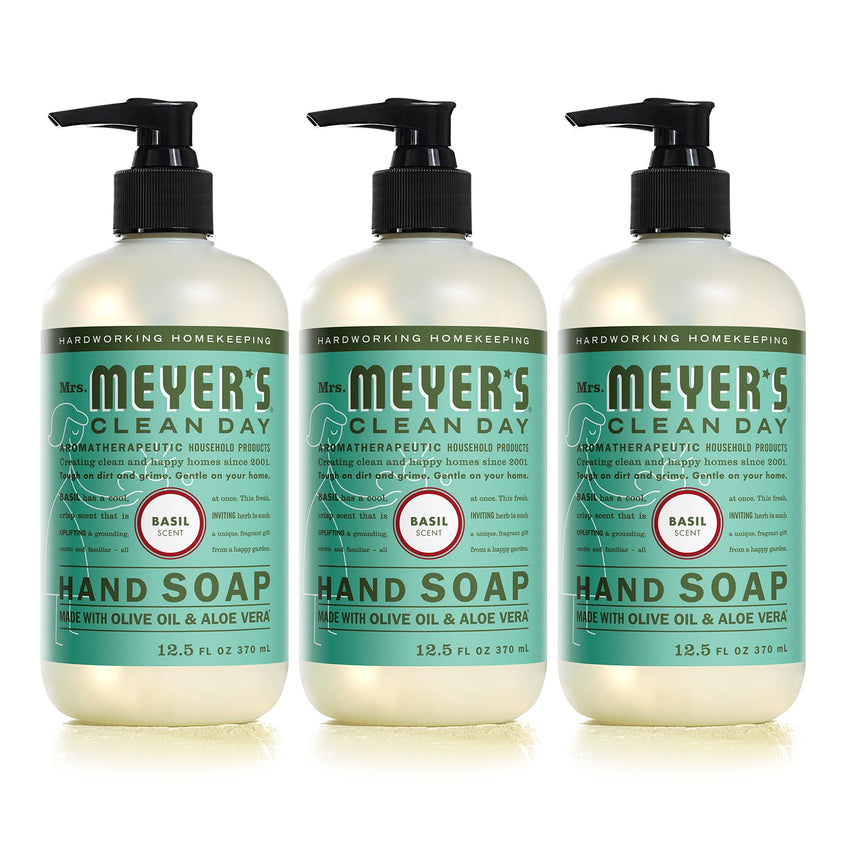 MRS. MEYER'S CLEAN DAY Hand Soap, Made with Essential Oils, Biodegradable Formula, Rain Water, 12.5 fl. oz - Pack of 3 - 7DAY'S