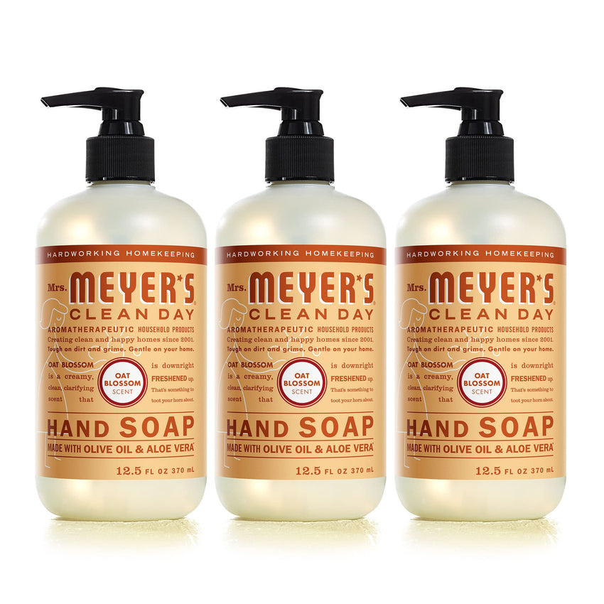 MRS. MEYER'S CLEAN DAY Hand Soap, Made with Essential Oils, Biodegradable Formula, Rain Water, 12.5 fl. oz - Pack of 3 - 7DAY'S