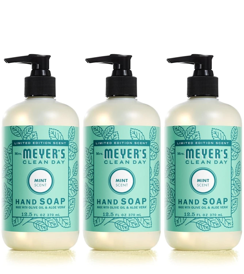 MRS. MEYER'S CLEAN DAY Hand Soap, Made with Essential Oils, Biodegradable Formula, Rain Water, 12.5 fl. oz - Pack of 3 - 7DAY'S