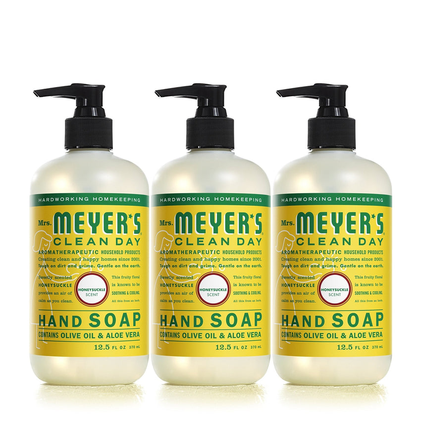 MRS. MEYER'S CLEAN DAY Hand Soap, Made with Essential Oils, Biodegradable Formula, Rain Water, 12.5 fl. oz - Pack of 3 - 7DAY'S