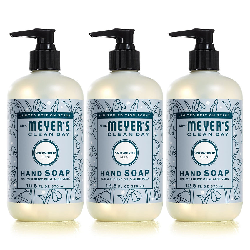 MRS. MEYER'S CLEAN DAY Hand Soap, Made with Essential Oils, Biodegradable Formula, Rain Water, 12.5 fl. oz - Pack of 3 - 7DAY'S