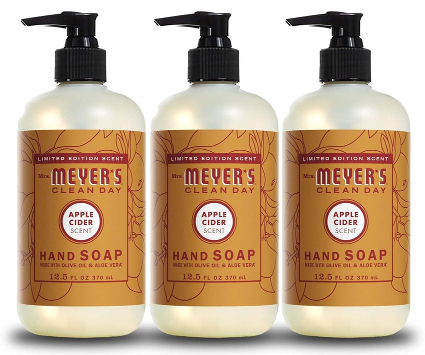MRS. MEYER'S CLEAN DAY Hand Soap, Made with Essential Oils, Biodegradable Formula, Rain Water, 12.5 fl. oz - Pack of 3 - 7DAY'S