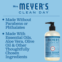 MRS. MEYER'S CLEAN DAY Hand Soap, Made with Essential Oils, Biodegradable Formula, Rain Water, 12.5 fl. oz - Pack of 3 - 7DAY'S