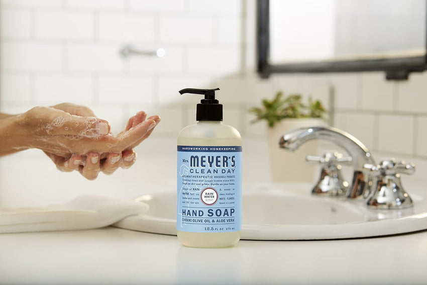 MRS. MEYER'S CLEAN DAY Hand Soap, Made with Essential Oils, Biodegradable Formula, Rain Water, 12.5 fl. oz - Pack of 3 - 7DAY'S