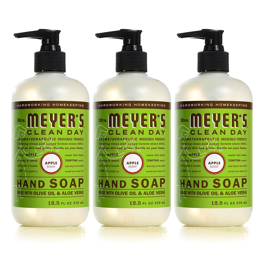 MRS. MEYER'S CLEAN DAY Hand Soap, Made with Essential Oils, Biodegradable Formula, Rain Water, 12.5 fl. oz - Pack of 3 - 7DAY'S
