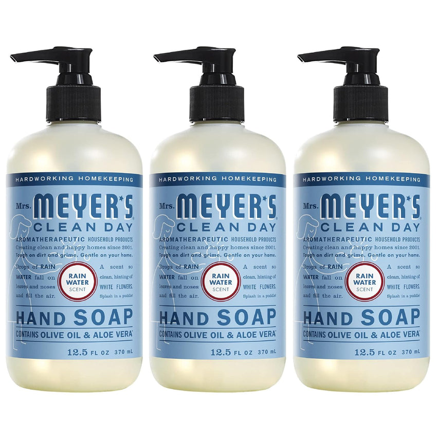 MRS. MEYER'S CLEAN DAY Hand Soap, Made with Essential Oils, Biodegradable Formula, Rain Water, 12.5 fl. oz - Pack of 3 - 7DAY'S