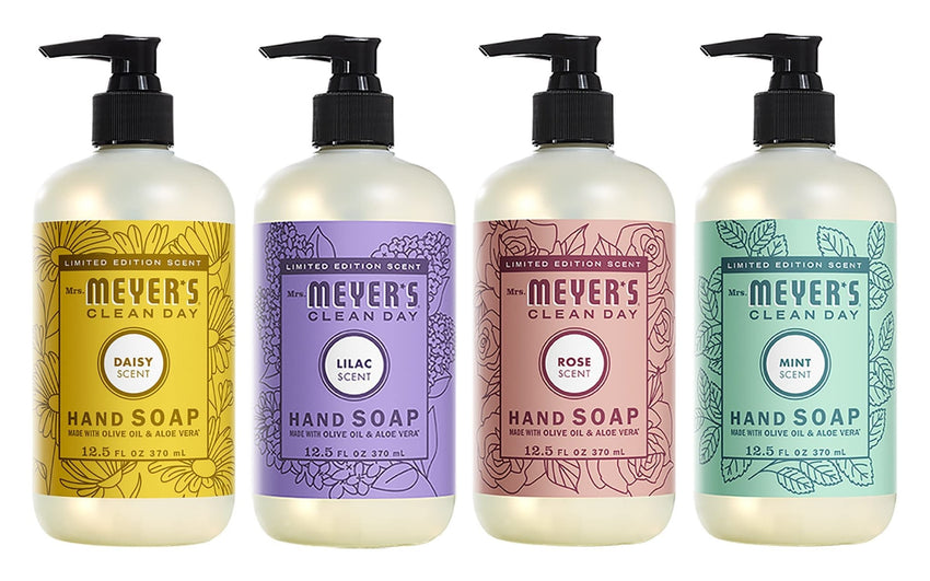 MRS. MEYER'S CLEAN DAY Hand Soap, Made with Essential Oils, Biodegradable Formula, Rain Water, 12.5 fl. oz - Pack of 3 - 7DAY'S