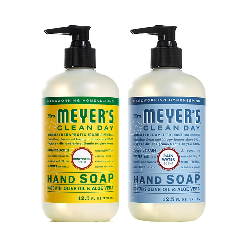 MRS. MEYER'S CLEAN DAY Hand Soap, Made with Essential Oils, Biodegradable Formula, Rain Water, 12.5 fl. oz - Pack of 3 - 7DAY'S