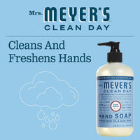 MRS. MEYER'S CLEAN DAY Hand Soap, Made with Essential Oils, Biodegradable Formula, Rain Water, 12.5 fl. oz - Pack of 3 - 7DAY'S