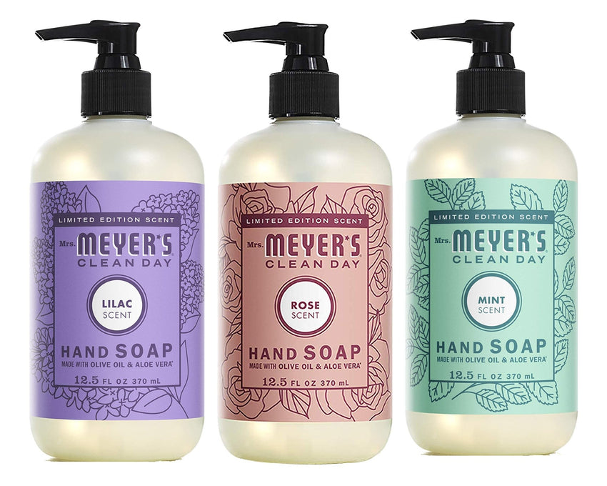 MRS. MEYER'S CLEAN DAY Hand Soap, Made with Essential Oils, Biodegradable Formula, Rain Water, 12.5 fl. oz - Pack of 3 - 7DAY'S