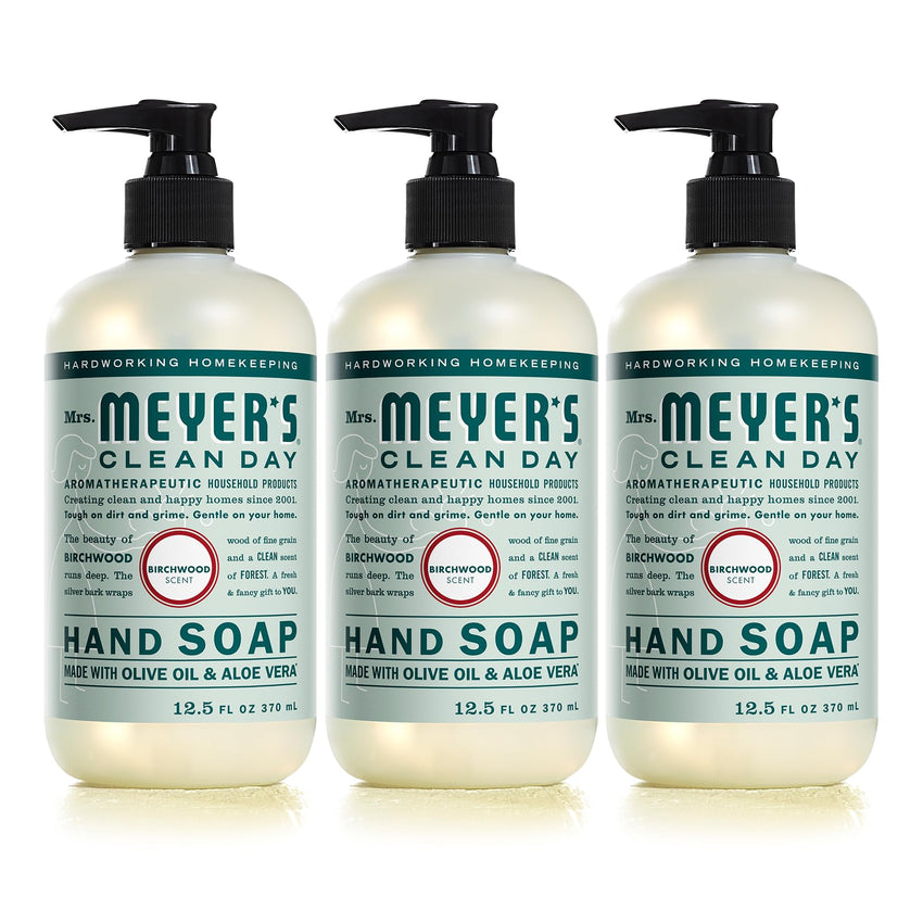 MRS. MEYER'S CLEAN DAY Hand Soap, Made with Essential Oils, Biodegradable Formula, Rain Water, 12.5 fl. oz - Pack of 3 - 7DAY'S