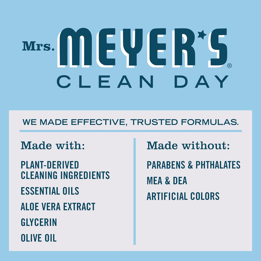 MRS. MEYER'S CLEAN DAY Hand Soap, Made with Essential Oils, Biodegradable Formula, Rain Water, 12.5 fl. oz - Pack of 3 - 7DAY'S