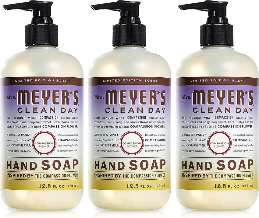 MRS. MEYER'S CLEAN DAY Hand Soap, Made with Essential Oils, Biodegradable Formula, Rain Water, 12.5 fl. oz - Pack of 3 - 7DAY'S