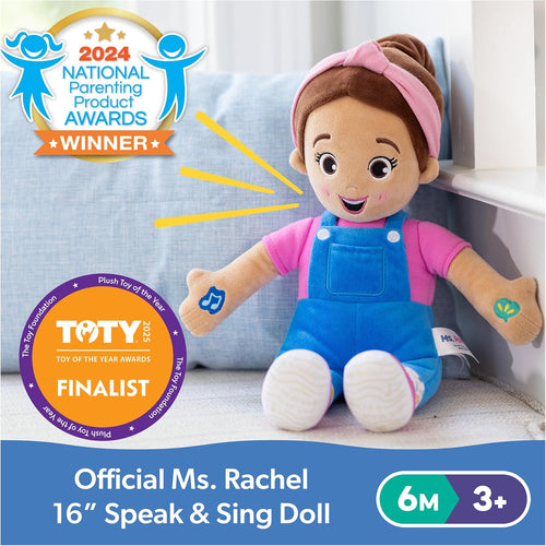 Ms. Rachel Speak & Sing Doll 16” Tall Interactive Toy with 4 Songs & 16+ Phrases, Toddler Toys for Girls & Boys Ages 6 Months to 3+ Years - 7DAY'S