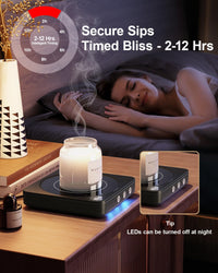 Mug Warmer - 36W Coffee Mug Warmer for Desk with Temperature Display, 2 - 12Hrs Auto Shut Off, Smart Candle Warmer - Ideal Coffee Gifts Accessories Keep Beverages Coffee Warmer (Wood) (Wood) - 7DAY'S