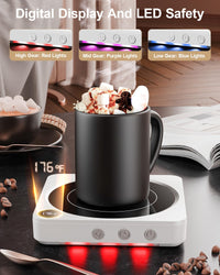 Mug Warmer - 36W Coffee Mug Warmer for Desk with Temperature Display, 2 - 12Hrs Auto Shut Off, Smart Candle Warmer - Ideal Coffee Gifts Accessories Keep Beverages Coffee Warmer (Wood) (Wood) - 7DAY'S