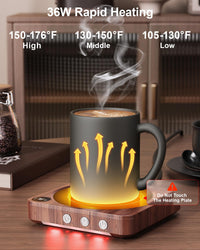 Mug Warmer - 36W Coffee Mug Warmer for Desk with Temperature Display, 2 - 12Hrs Auto Shut Off, Smart Candle Warmer - Ideal Coffee Gifts Accessories Keep Beverages Coffee Warmer (Wood) (Wood) - 7DAY'S