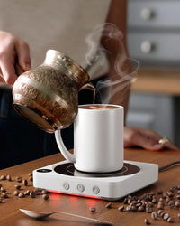 Mug Warmer - 36W Coffee Mug Warmer for Desk with Temperature Display, 2 - 12Hrs Auto Shut Off, Smart Candle Warmer - Ideal Coffee Gifts Accessories Keep Beverages Coffee Warmer (Wood) (Wood) - 7DAY'S