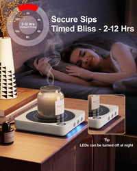 Mug Warmer - 36W Coffee Mug Warmer for Desk with Temperature Display, 2 - 12Hrs Auto Shut Off, Smart Candle Warmer - Ideal Coffee Gifts Accessories Keep Beverages Coffee Warmer (Wood) (Wood) - 7DAY'S