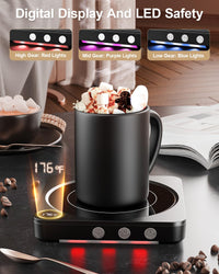 Mug Warmer - 36W Coffee Mug Warmer for Desk with Temperature Display, 2 - 12Hrs Auto Shut Off, Smart Candle Warmer - Ideal Coffee Gifts Accessories Keep Beverages Coffee Warmer (Wood) (Wood) - 7DAY'S
