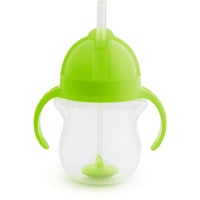 Munchkin Any Angle Sippy Cups for Toddlers, Spill Proof Weighted Straw Cup with Transition Handles for Babies 6 Months and Up, 2 Pack, Blue/Green - 7DAY'S