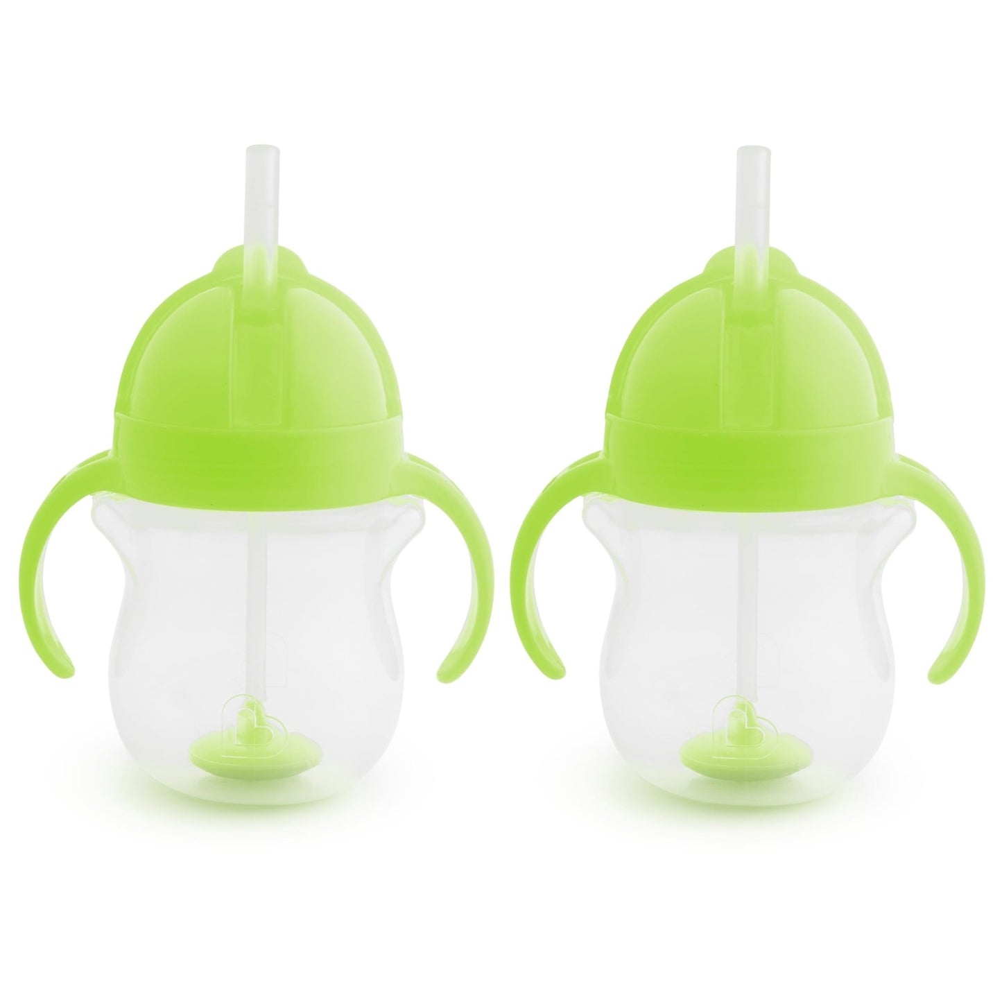 Munchkin Any Angle Sippy Cups for Toddlers, Spill Proof Weighted Straw Cup with Transition Handles for Babies 6 Months and Up, 2 Pack, Blue/Green - 7DAY'S