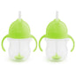 Munchkin Any Angle Sippy Cups for Toddlers, Spill Proof Weighted Straw Cup with Transition Handles for Babies 6 Months and Up, 2 Pack, Blue/Green - 7DAY'S