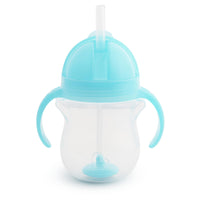 Munchkin Any Angle Sippy Cups for Toddlers, Spill Proof Weighted Straw Cup with Transition Handles for Babies 6 Months and Up, 2 Pack, Blue/Green - 7DAY'S