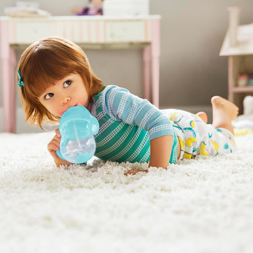 Munchkin Any Angle Sippy Cups for Toddlers, Spill Proof Weighted Straw Cup with Transition Handles for Babies 6 Months and Up, 2 Pack, Blue/Green - 7DAY'S