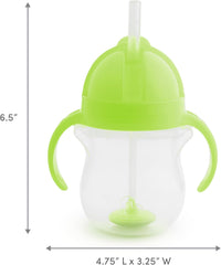 Munchkin Any Angle Sippy Cups for Toddlers, Spill Proof Weighted Straw Cup with Transition Handles for Babies 6 Months and Up, 2 Pack, Blue/Green - 7DAY'S